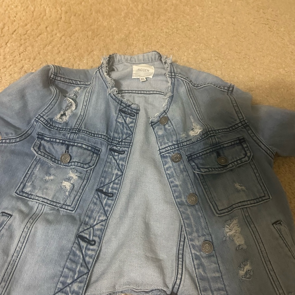 Modern Light Blue Distressed Jean Jacket
